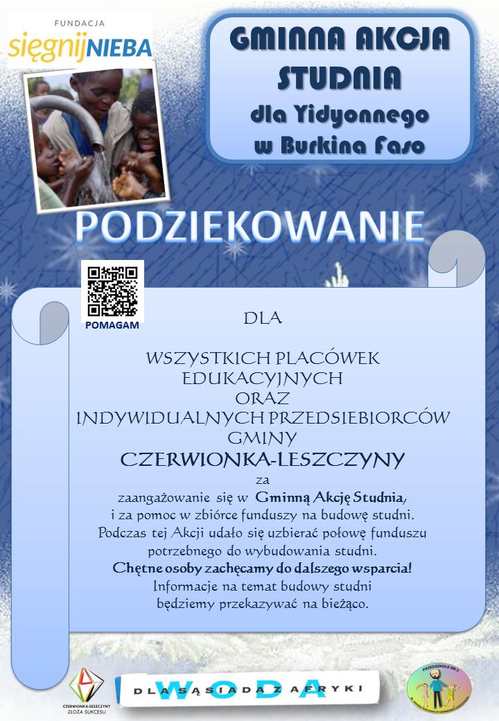 Podziękowanie za udział w Gminnej Akcji Studnia